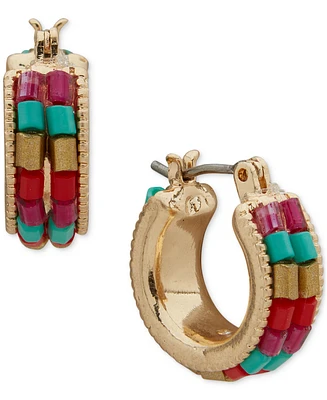 lonna & lilly Gold-Tone Multi Beaded Small Hoop Earrings, 0.55"