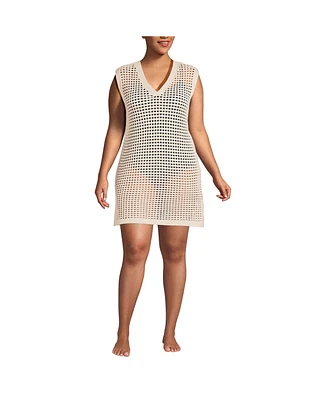 Lands' End Plus Open Knit Cover-up Dress