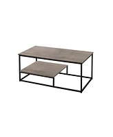 Set of Three Metal Coffee Tables with Shelf for Storage and Display