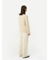 Gobi Cashmere Women's Ajour-Knit Cashmere Crew-Neck Sweater