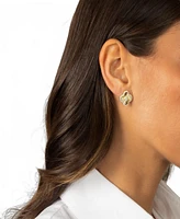 By Adina Eden Pave Cubic Zirconia Ridged Four Leaf Clover Stud Earrings