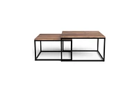 Solid Wood and Iron Square Coffee Table for Modern Living Room Decor