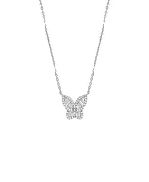 by Adina Eden Large Baguette Butterfly Necklace Pave Sterling Silver