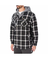 Smith's Workwear Men's Sherpa-Lined Hooded Flannel Shirt-Jacket with Inset