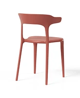 Modern Stackable Resin Plastic Patio Dining Chair (Set of
