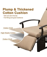 Adjustable Patio Recliner Chair Metal Outdoor Lounge with Flip Table Push Back, Angle, 6.8'' Removable Cushions, Support 350lbs, Navy