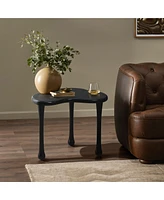 LuxenHome Black Wood Irregular Shape 19.9-Inch Tall Side Table