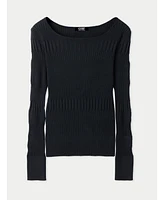Gobi Cashmere Women's Ribbed Cotton Silk Blend Sweater