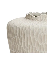 LuxenHome Beige Beehive Round 12.8-Inch Tall MgO Vase