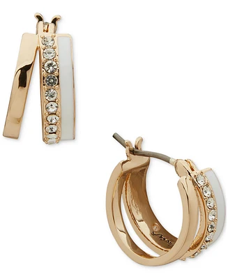Karl Lagerfeld Paris Gold-Tone Extra-Small Pave & Color Split-Hoop Earrings, 0.45"