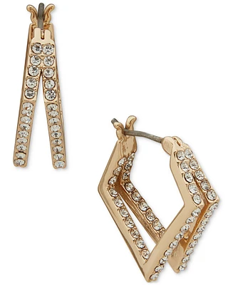 Karl Lagerfeld Paris Gold-Tone Pave Geometric Split-Hoop Earrings