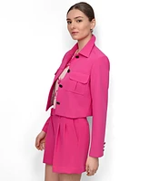 Dkny Women's Aero Crepe Button-Front Cropped Jacket