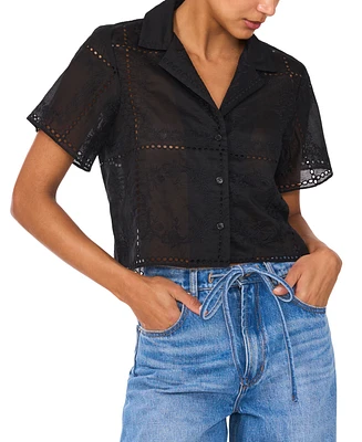 1.state Women's Eyelet Camp Shirt