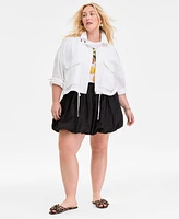 On 34th Plus Snap-Front Cinched-Hem Utility Jacket, Exclusively at Macy's