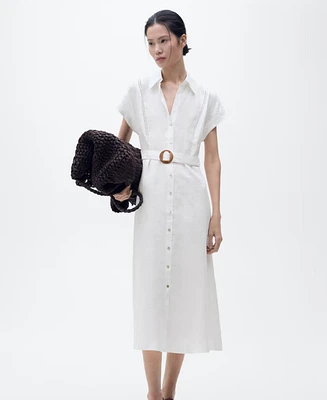 Mango Women's Linen Shirt Dress