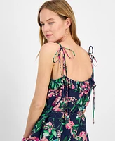 julia jordan Women's Tie-Shoulder Sleeveless Ruffle-Trim Maxi Dress