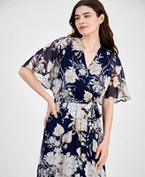 Sandra Darren Women's Surplice-Neck Chiffon Midi Dress