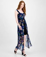Connected Women's Floral Chiffon Overlay Sheath Dress