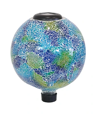 10 inch Solar Gazing Ball for Garden - Glass Outdoor Globe Mosaic Cool Blooms