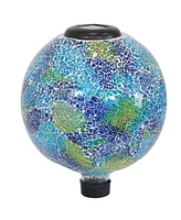 10 inch Solar Gazing Ball for Garden - Glass Outdoor Globe Mosaic Cool Blooms