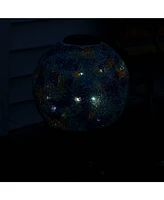 Cool Blooms 10" Mosaic Glass Garden Gazing Globe with Led Solar Light - Set of 2