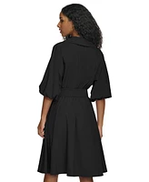 Calvin Klein Women's Belted Puffed-Sleeve Shirtdress