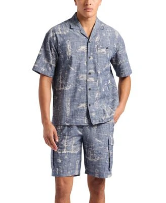 Mens Nautical Graphic Shirt Cargo Short