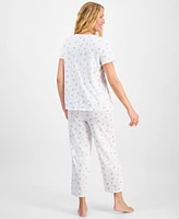 Charter Club Women's 2-Pc. Cotton Printed Cropped Pajamas Set, Created for Macy's