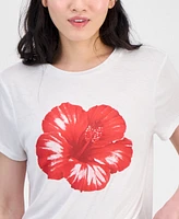 Rebellious One Juniors' Hibiscus Graphic T-Shirt