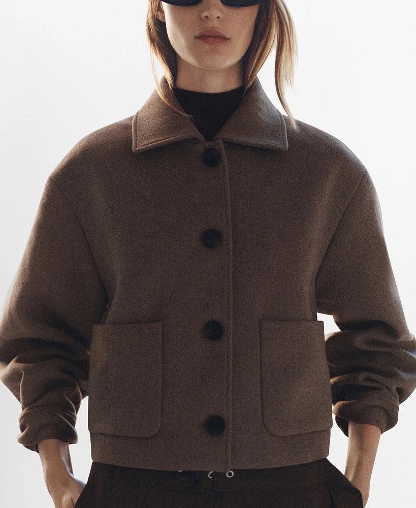 Mango Women's Pockets Detail Wool-Blend Jacket