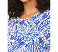 Msk Petite Paisley-Print Cap-Sleeve Mini Dress