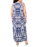 Msk Plus Printed Round-Neck Sleeveless Maxi Dress