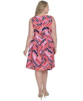 Vince Camuto Petite Printed Square-Neck Scuba Dress