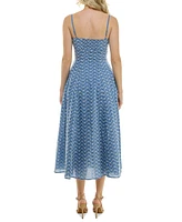 Taylor Petite Sweetheart-Neck Embroidered Midi Dress