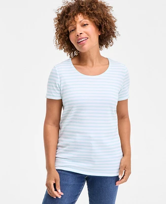 Style & Co Petite Simple Stripe Scoop-Neck Knit Top, Exclusively at Macy's