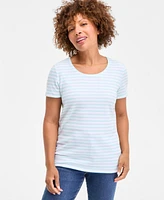 Style & Co Petite Simple Stripe Scoop-Neck Knit Top, Exclusively at Macy's
