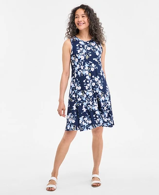 Style & Co Petite Floral-Print Sleeveless Flip Flop Dress, Exclusively at Macy's