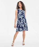 Style & Co Petite Floral-Print Sleeveless Flip Flop Dress, Exclusively at Macy's