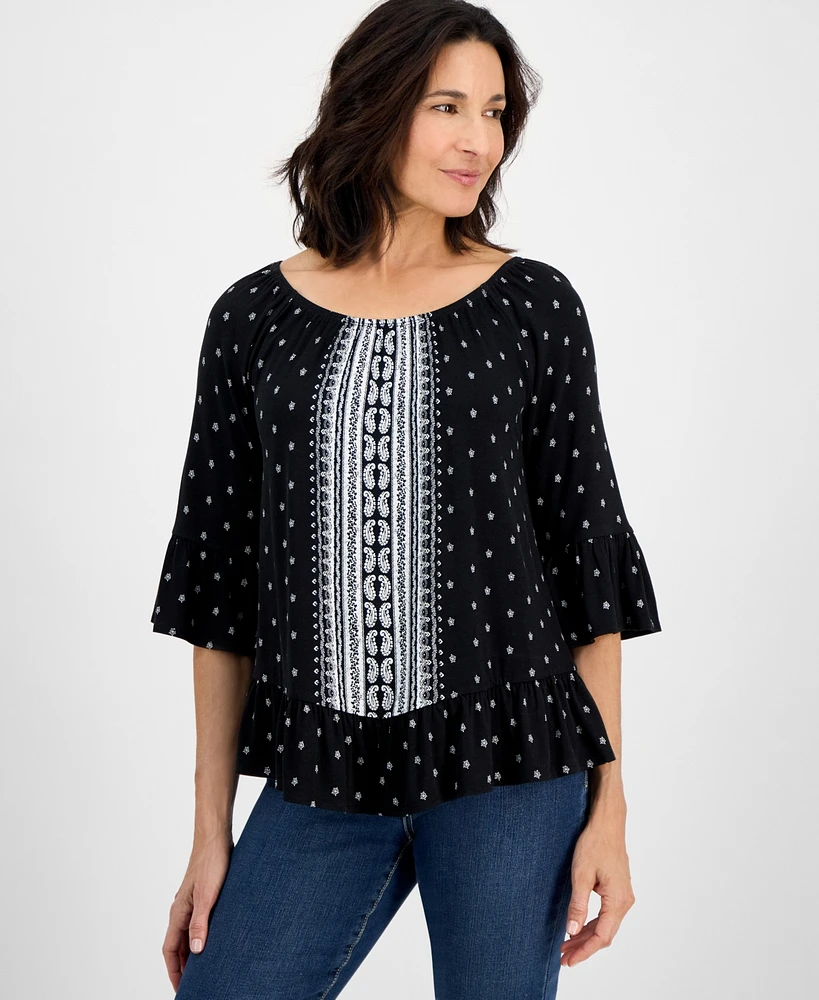 Style & Co Petite Racing Paisley Convertible Top, Exclusively at Macy's