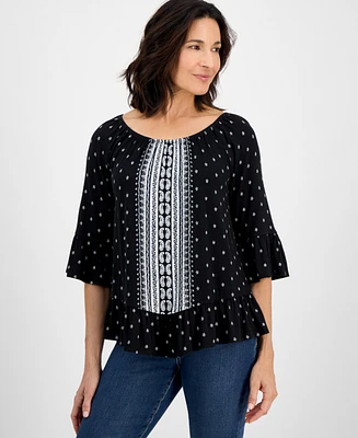 Style & Co Petite Racing Paisley Convertible Top, Exclusively at Macy's