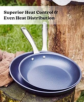 Alva Black Angus 2 Piece Frying Pan Set Blue Carbon Steel Pans with Natural Nonstick Surface, Non Toxic Pfas/Pfoa/Ptfe Free, Cool-Touch Handle, Rapid