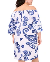 Msk Plus Cotton Off-The-Shoulder Shift Dress