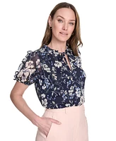 Tommy Hilfiger Women's Floral Print Puff-Sleeve Blouse