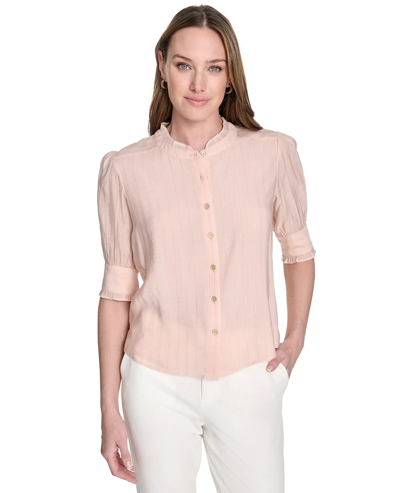 Tommy Hilfiger Women's Lurex Stripe Button-Front Shirt
