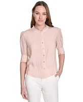 Tommy Hilfiger Women's Lurex Stripe Button-Front Shirt