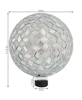 10-inch Gazing Ball for Garden - Crackled Glass Mosaic Gazing Globe for Outside