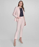 Tommy Hilfiger Womens Split Neck Flutter Sleeve Blouse One Button Blazer Slim Leg Pants