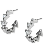Eliot Danori Silver-Tone Small Cubic Zirconia Triangle C-Hoop Earrings, 0.87", Exclusively at Macy's