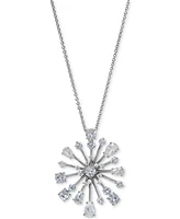 Eliot Danori Silver-Tone Cubic Zirconia Sunburst Pendant Necklace, 16" + 4" extender, Exclusively at Macy's