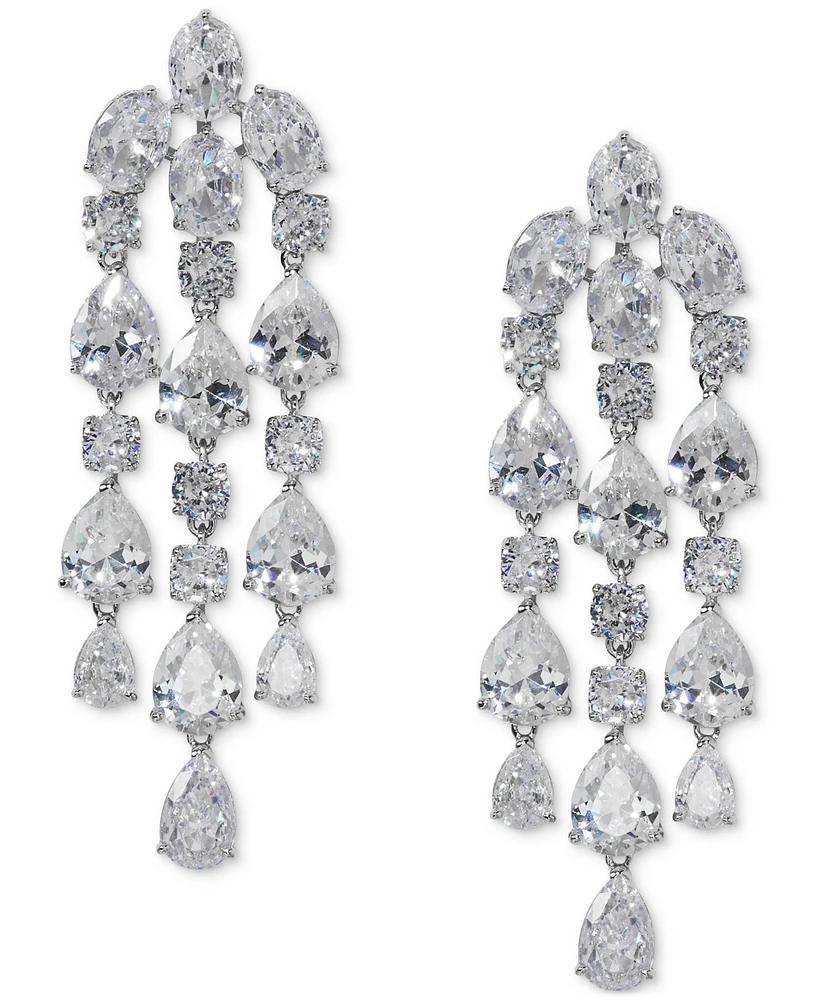 Eliot Danori Silver-Tone Cubic Zirconia Chandelier Earrings, Exclusively at Macy's
